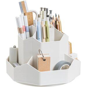 Rotating Art Supply Storage Organizer,Pencil Holder with 9 Compartment, Pen Stor